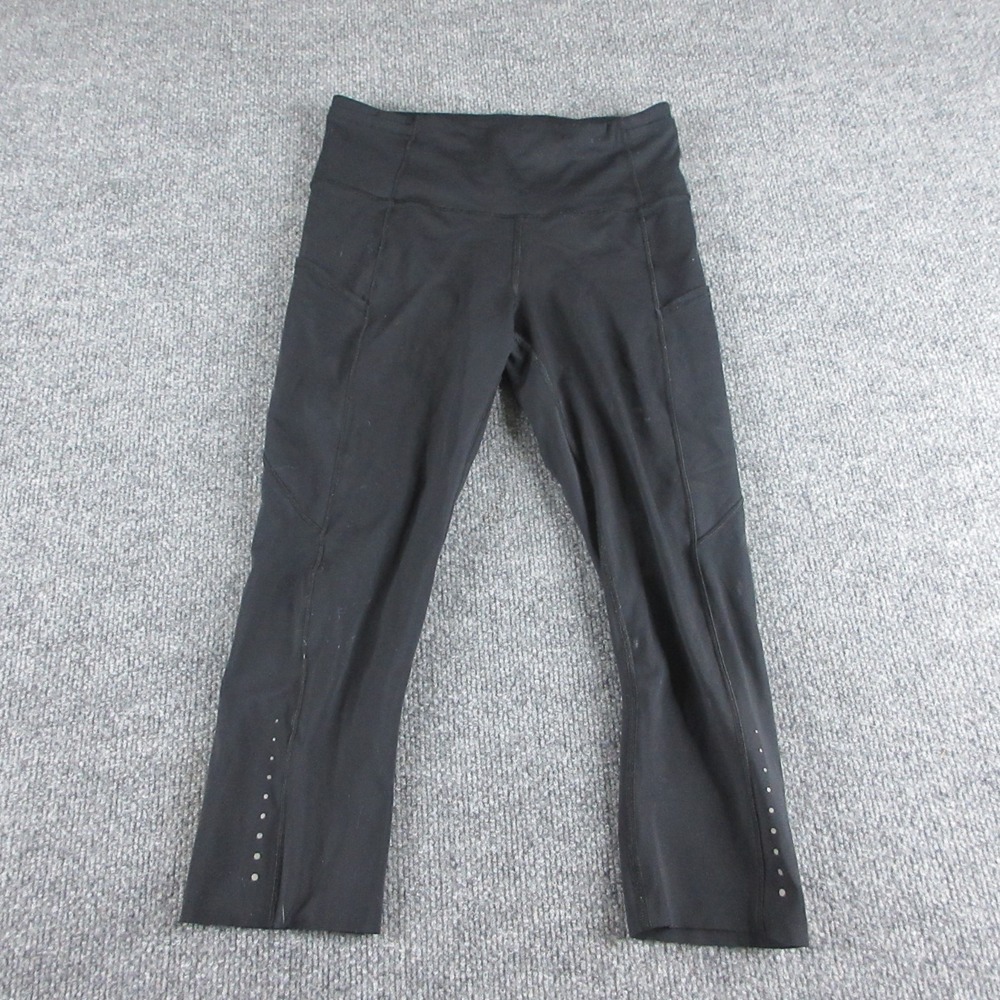 Lululemon Fast and Free Crop Leggings 6 Black Running Workout Gym Athleisure